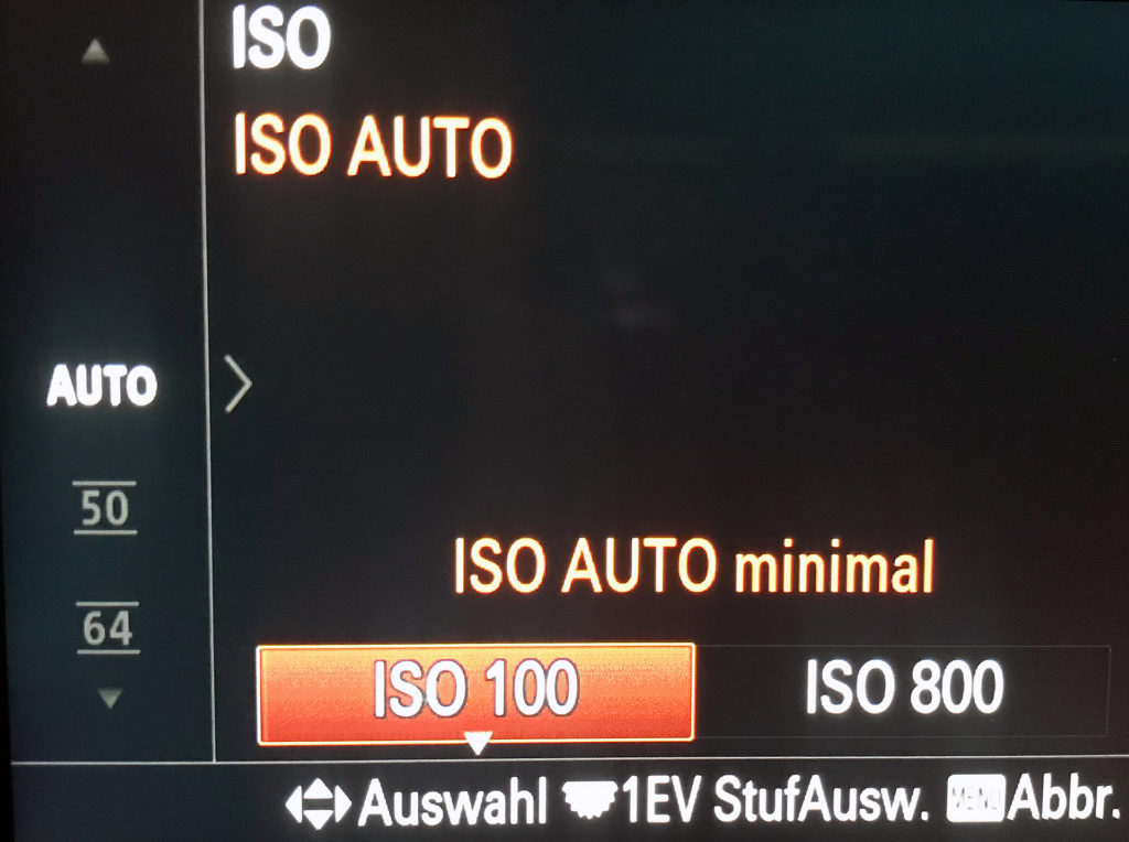 Sony Alpha Menü Mindestverschlusszeit - ISO Auto